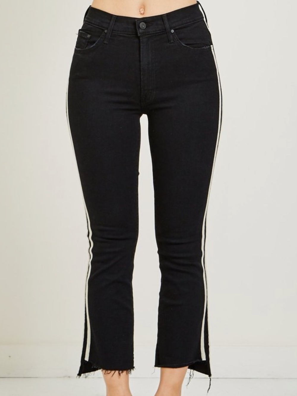 MOTHER Denim Insider Crop Step Fray Racing Stripe Jean Size 27